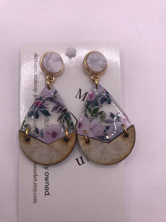 Peony floral earrings