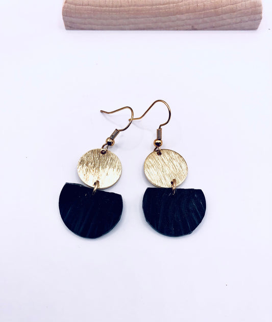 Black semi circle earrings